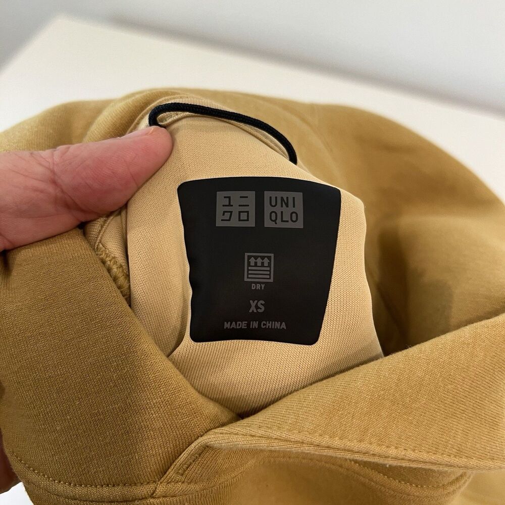 Uniqlo Unisex Stretch Dry Sweat Pullover Hoodie XS Neutral Minimalist Casual - Picture 4 of 7